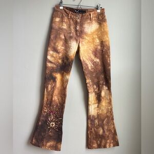 Andrew Mackenzie Rare Y2K Brown Tie Dye Bell Bottom Jeans